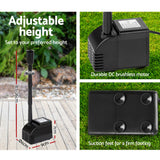 Gardeon Solar Pond Pump Submersible Water Fountain with Battery Kit LED Lights 6.6FT - Side View