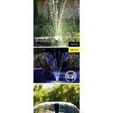 Gardeon Solar Pond Pump Submersible Water Fountain with Battery Kit LED Lights 6.6FT - 45-Degree Angle