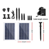 Gardeon Solar Pond Pump Submersible Water Fountain Kit with 2 Panels 7.2FT - Front View