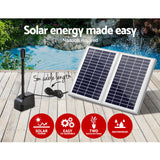 Gardeon Solar Pond Pump Submersible Water Fountain Kit with 2 Panels 7.2FT - Top-Down View