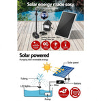 Gardeon Solar Pond Pump Submersible Water Fountain with Battery Kit LED Lights 4FT