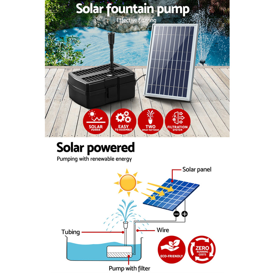 Gardeon Solar Pond Pump Water Fountain Filter Box Submersible Outdoor Pool 6.6FT, image 4