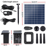Gardeon Solar Pond Pump with Battery Kit LED Lights 9.8FT - Front View