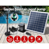 Gardeon Solar Pond Pump with Battery Kit LED Lights 9.8FT - Top-Down View