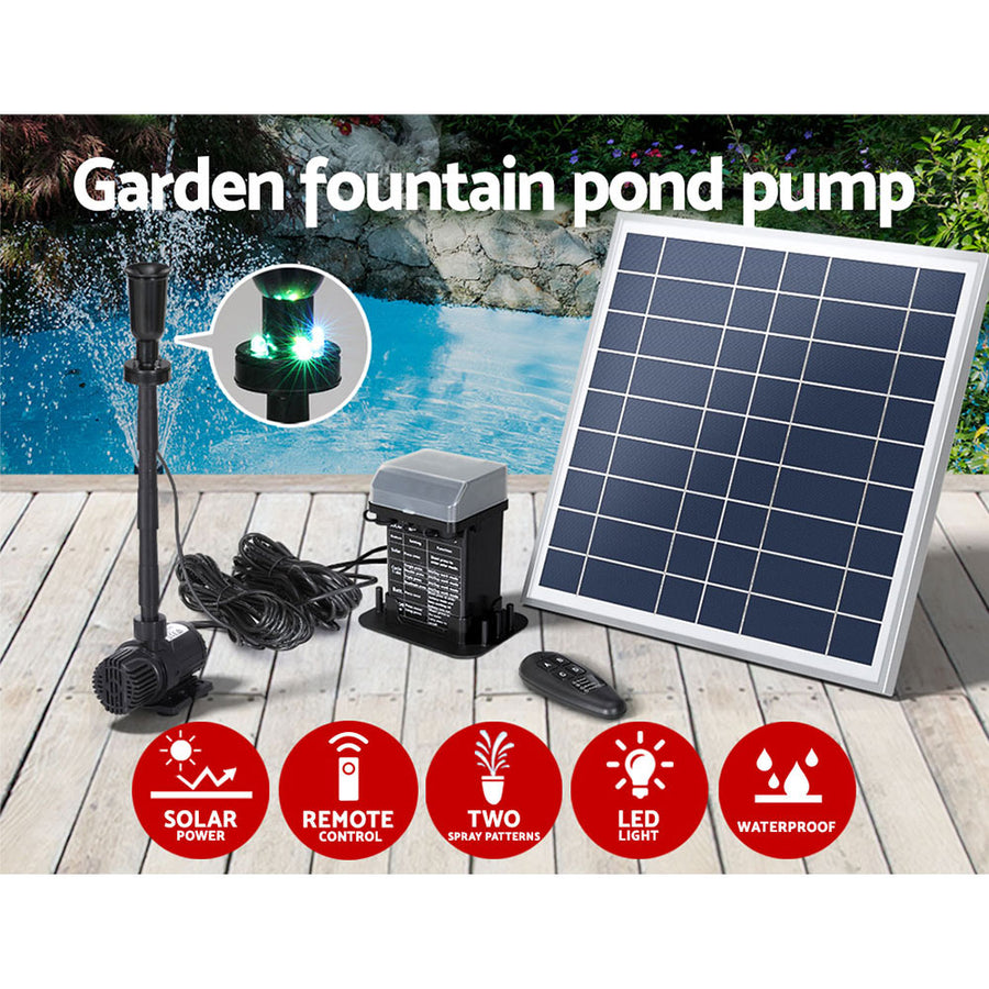Gardeon Solar Pond Pump with Battery Kit LED Lights 9.8FT, image 4