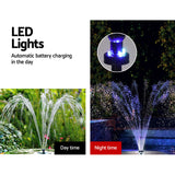 Gardeon Solar Pond Pump with Battery Kit LED Lights 9.8FT - Rear View