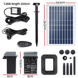 Gardeon Solar Pond Pump Submersible Fountain with Battery Kit LED Lights 5.2FT - Front View
