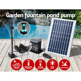 Gardeon Solar Pond Pump Submersible Fountain with Battery Kit LED Lights 5.2FT - Top-Down View