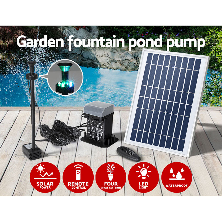 Gardeon Solar Pond Pump Submersible Fountain with Battery Kit LED Lights 5.2FT, image 4