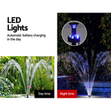 Gardeon Solar Pond Pump Submersible Fountain with Battery Kit LED Lights 5.2FT - Rear View