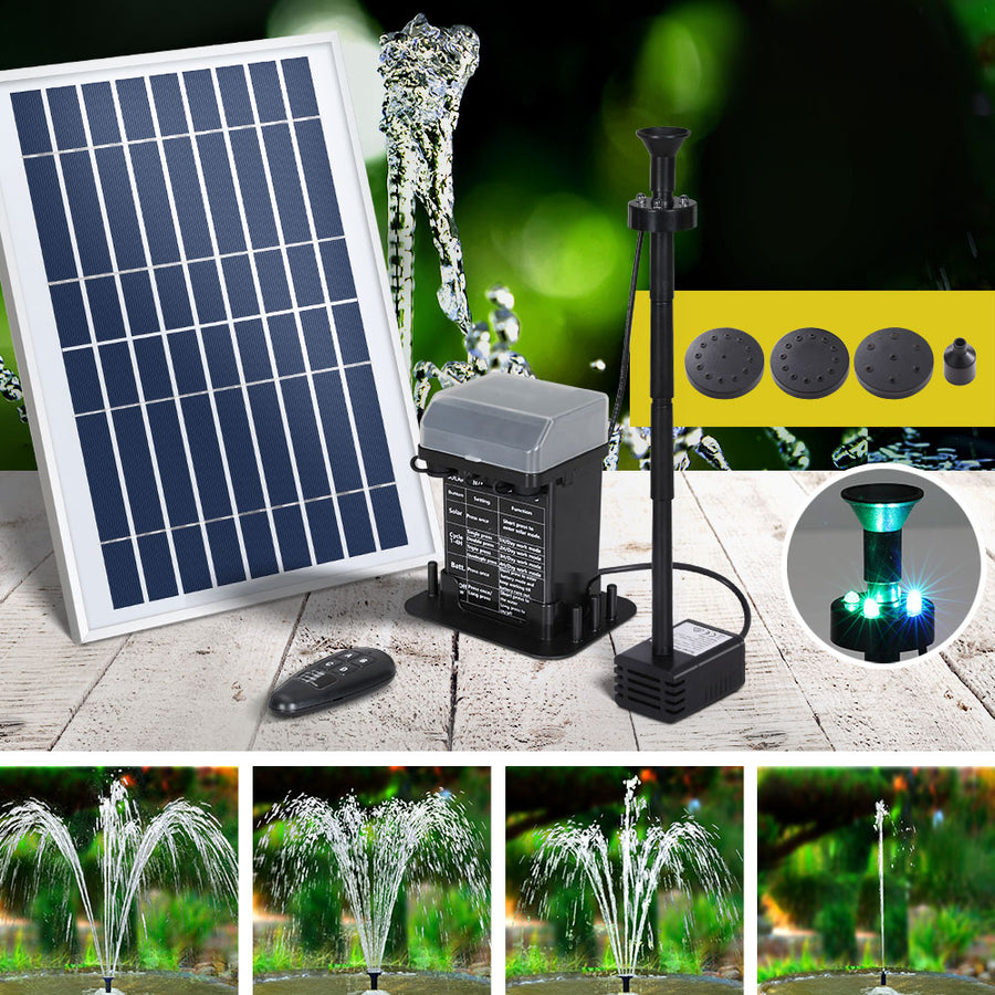 Gardeon Solar Pond Pump Submersible Fountain with Battery Kit LED Lights 5.2FT, image 7