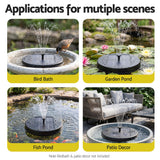 Gardeon Solar Fountain Pumps Bird Bath Battery Backup LED Remote Black 27cm - Close-Up Angle