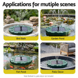 Gardeon Solar Fountain Pumps Bird Bath Floating Lotus Desig Water Feature 31cm - Low Angle