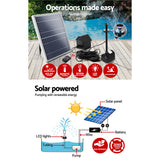 Gardeon Solar Pond Pump with Battery Kit LED Lights 8.8 FT - 45-Degree Angle