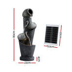 Gardeon Solar Fountain Water Feature Cascading Fountain 3-Tier Pot LED Lights 80CM Grey
