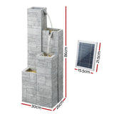 Gardeon Solar Fountain Water Feature Outdoor Indoor 4-Tier Square Cascading Beige - Front View