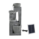Gardeon Solar Fountains Water Features Cascading Design Polyresin 80cm Grey - Side View