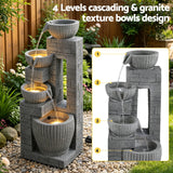 Gardeon Solar Fountains Water Features Cascading Design Polyresin 80cm Grey - Top-Down View