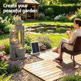 Gardeon Solar Fountains Water Features Cascading Design Polyresin 80cm Grey - Low Angle