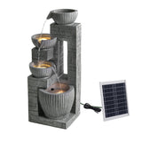 Gardeon Solar Fountains Water Features Cascading Design Polyresin 80cm Grey - Extra Image