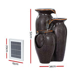 Gardeon Solar Fountain Water Fountain Feature Cascading Fountain LED Lights 76CM Grey, LED Lights