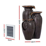 Gardeon Solar Fountain Water Fountain Feature Cascading Fountain LED Lights 76CM Grey - Front View
