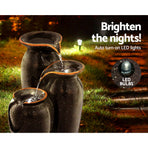 Gardeon Solar Fountain Water Fountain Feature Cascading Fountain LED Lights 76CM Grey, image 5