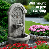 Gardeon Solar Fountain Water Feature Wall Mount Garden Fountains 80CM Grey - Top-Down View
