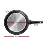 5-Star Chef Non Stick Frying Pan Cast Aluminium Steak Skillet BBQ Cookware 30cm - Front View