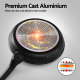 5-Star Chef Non Stick Frying Pan Cast Aluminium Steak Skillet BBQ Cookware 30cm - Top-Down View