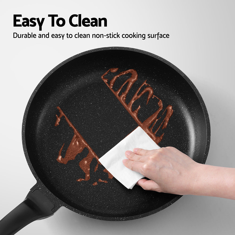 5-Star Chef Non Stick Frying Pan Cast Aluminium Steak Skillet BBQ Cookware 30cm