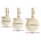 5-star Chef Frying Pan 3PCS Shades Frypan Set Ceramic Coating Multi Colour - Front View