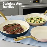 5-star Chef Frying Pan 3PCS Shades Frypan Set Ceramic Coating Multi Colour - 45-Degree Angle