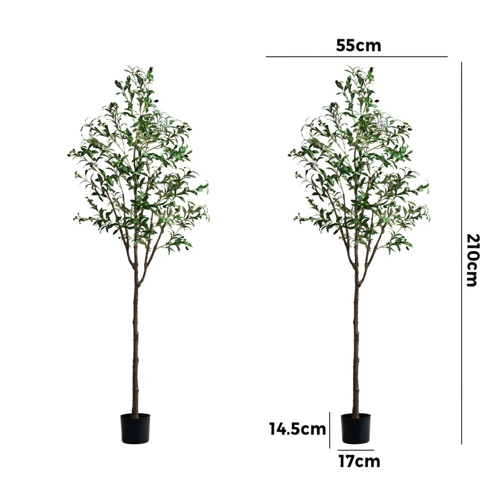 Livsip 2x Artificial Olive Tree Tall Faux Potted Plants 210cm