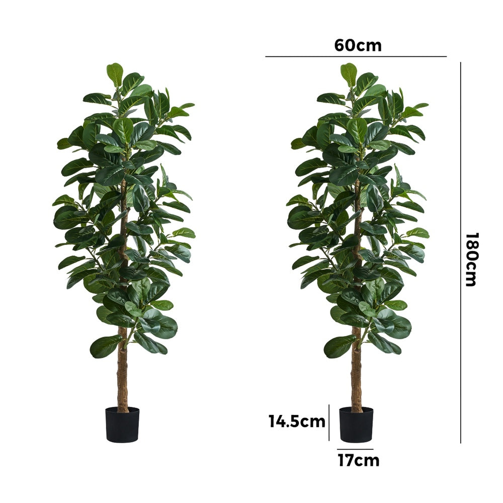 Livsip 2x Artificial Fiddle Leaf Fig Tree Lifelike Faux Plants 180cm