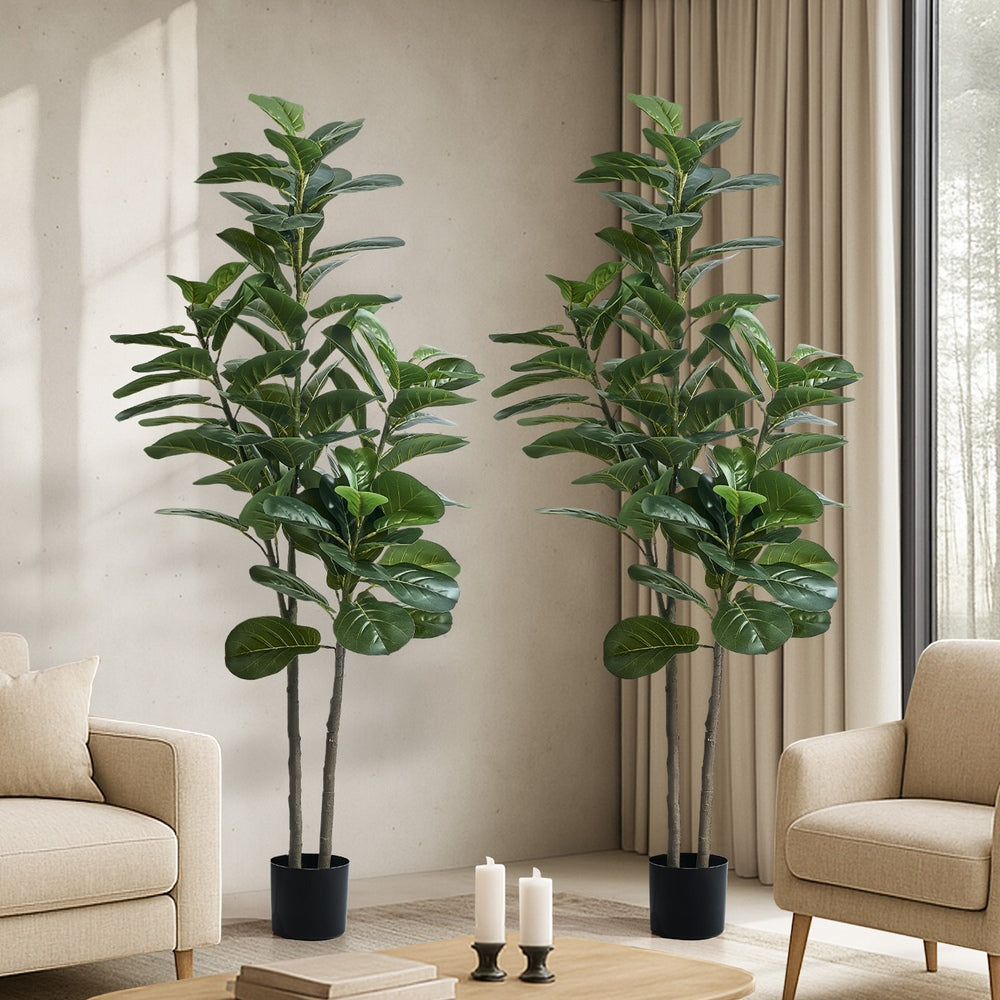 Livsip 2x Artificial Fiddle Leaf Fig Tree Lifelike Faux Plants 150cm