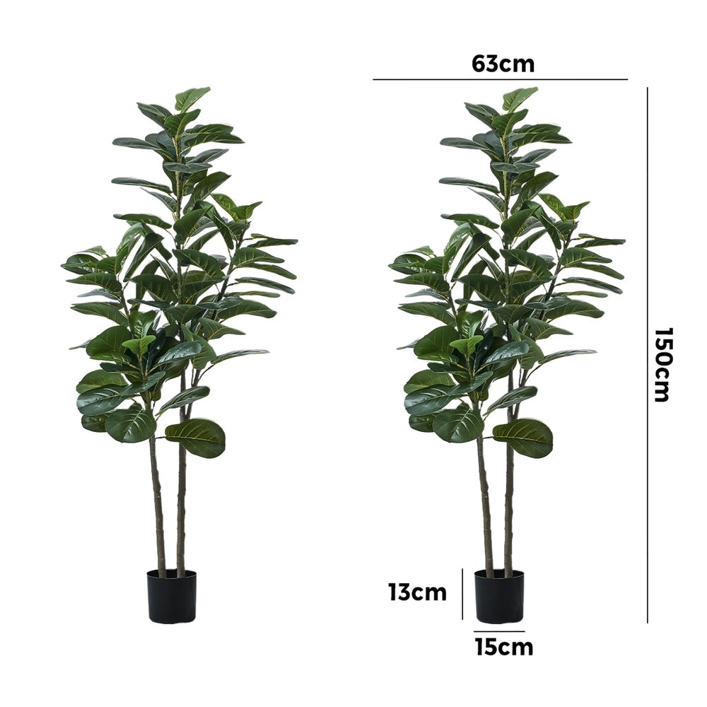 Livsip 2x Artificial Fiddle Leaf Fig Tree Lifelike Faux Plants 150cm