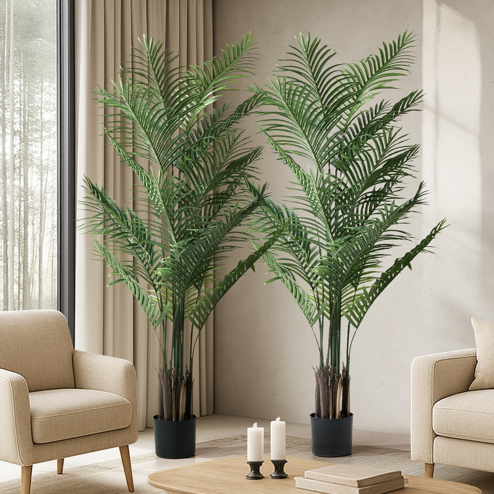 Livsip 2x Artificial Palm Tree Faux Potted Plants 180cm