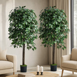Livsip 2x Artificial Ficus Tree Faux Potted Plants 180cm
