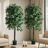 Livsip 2x Artificial Ficus Tree Faux Potted Plants 180cm - Close-Up Angle