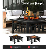 Grillz Fire Pit BBQ Grill 2-In-1 Table - 45-Degree Angle