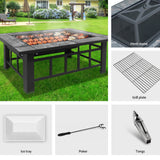 Grillz Fire Pit BBQ Grill Ice Bucket 3-In-1 Table - Side View