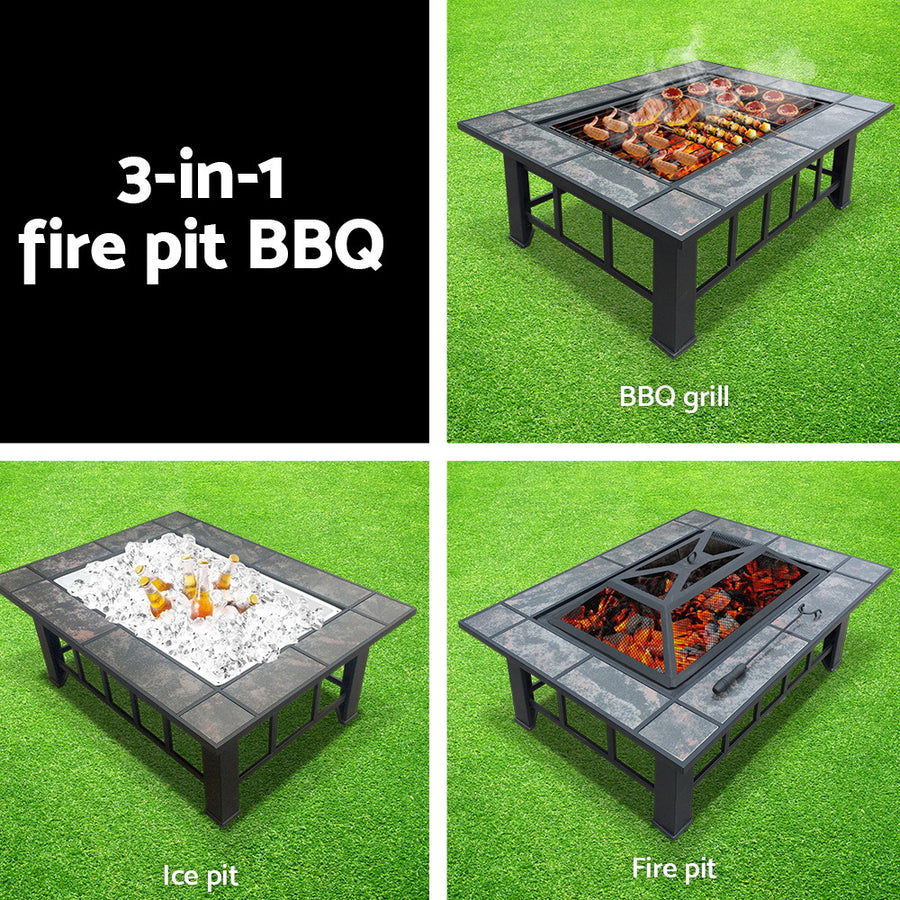 Grillz Fire Pit BBQ Grill Ice Bucket 3-In-1 Table, image 4