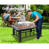 Grillz Fire Pit BBQ Grill Ice Bucket 3-In-1 Table - 45-Degree Angle