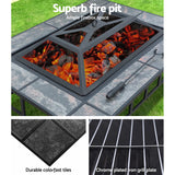 Grillz Fire Pit BBQ Grill Ice Bucket 3-In-1 Table - Rear View