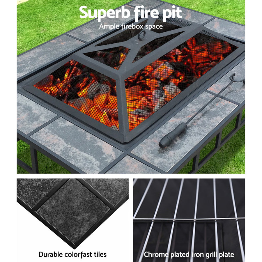 Grillz Fire Pit BBQ Grill Ice Bucket 3-In-1 Table, image 6