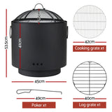 Grillz Fire Pit BBQ Portable Deep Bowl Outdoor Fireplace - Front View