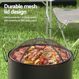 Grillz Fire Pit BBQ Portable Deep Bowl Outdoor Fireplace - Top-Down View