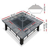 Grillz Fire Pit BBQ Grill Ice Bucket 4-In-1 Table - Front View