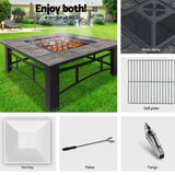 Grillz Fire Pit BBQ Grill Ice Bucket 4-In-1 Table - Side View